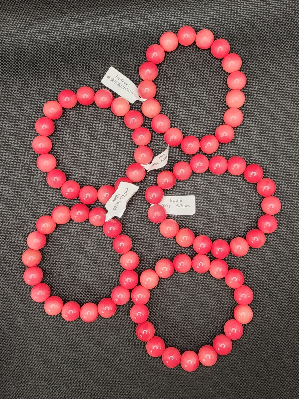 Pink Beaded Stretch Bracelets - Set of 5 (BODHI)